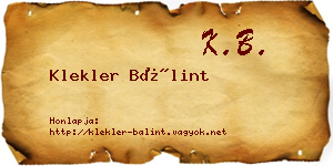 Klekler Bálint névjegykártya