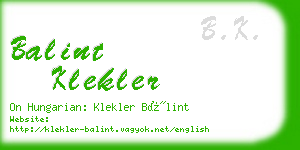 balint klekler business card